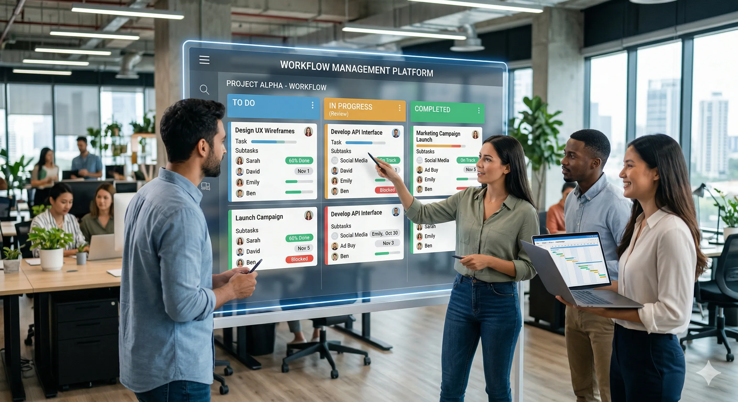 Task management Kanban board interface