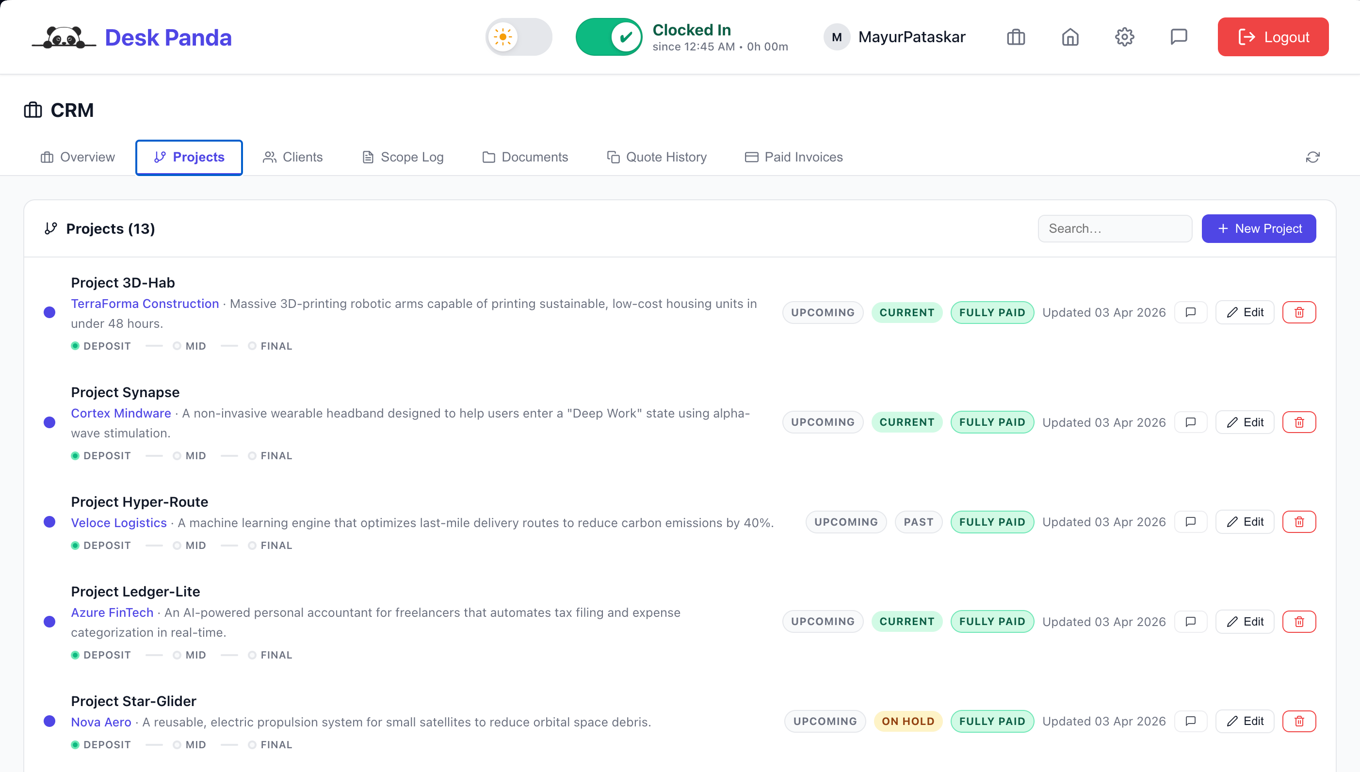 DeskPanda dashboard — task and team management for modern businesses